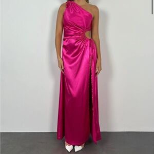 Elegant Pink One-Shoulder Nour Maxi Dress